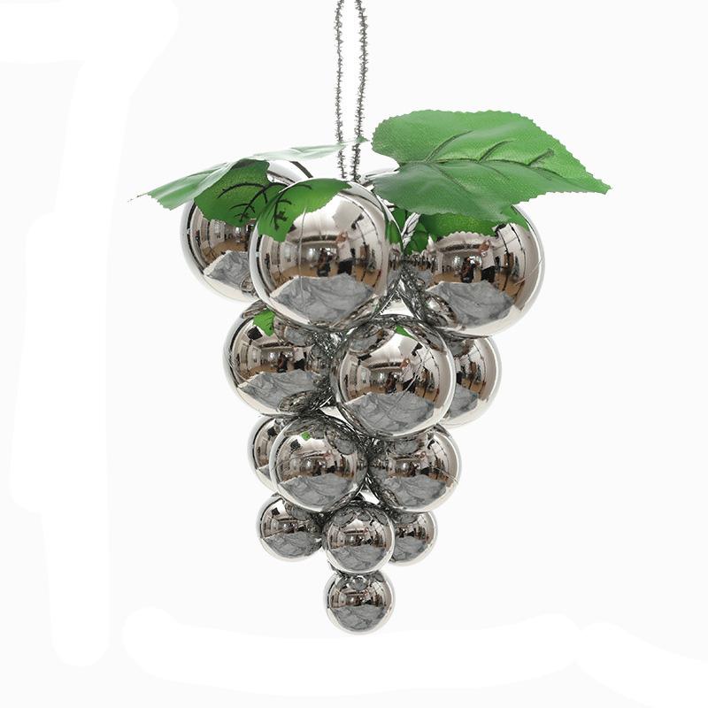 

1PC Faux Fruit Xmas Tree Decor Christmas Ball DIY Hanging Ornament Realistic Artificial Grapes Mirror Surface Plastic M