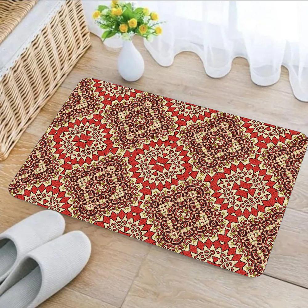 1pc Moroccan Ethnic Bathroom Absorbent Mats Anti-Slip Mats Home Decor Supplies Carpets Home Kitchen Floor Mats