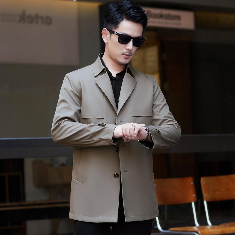 

Новая мужская ветровка на весну и осень, деловой повседневный топ средней длины из шелка тутового шелкопряда, тонкая куртка для папы среднего возраста 195