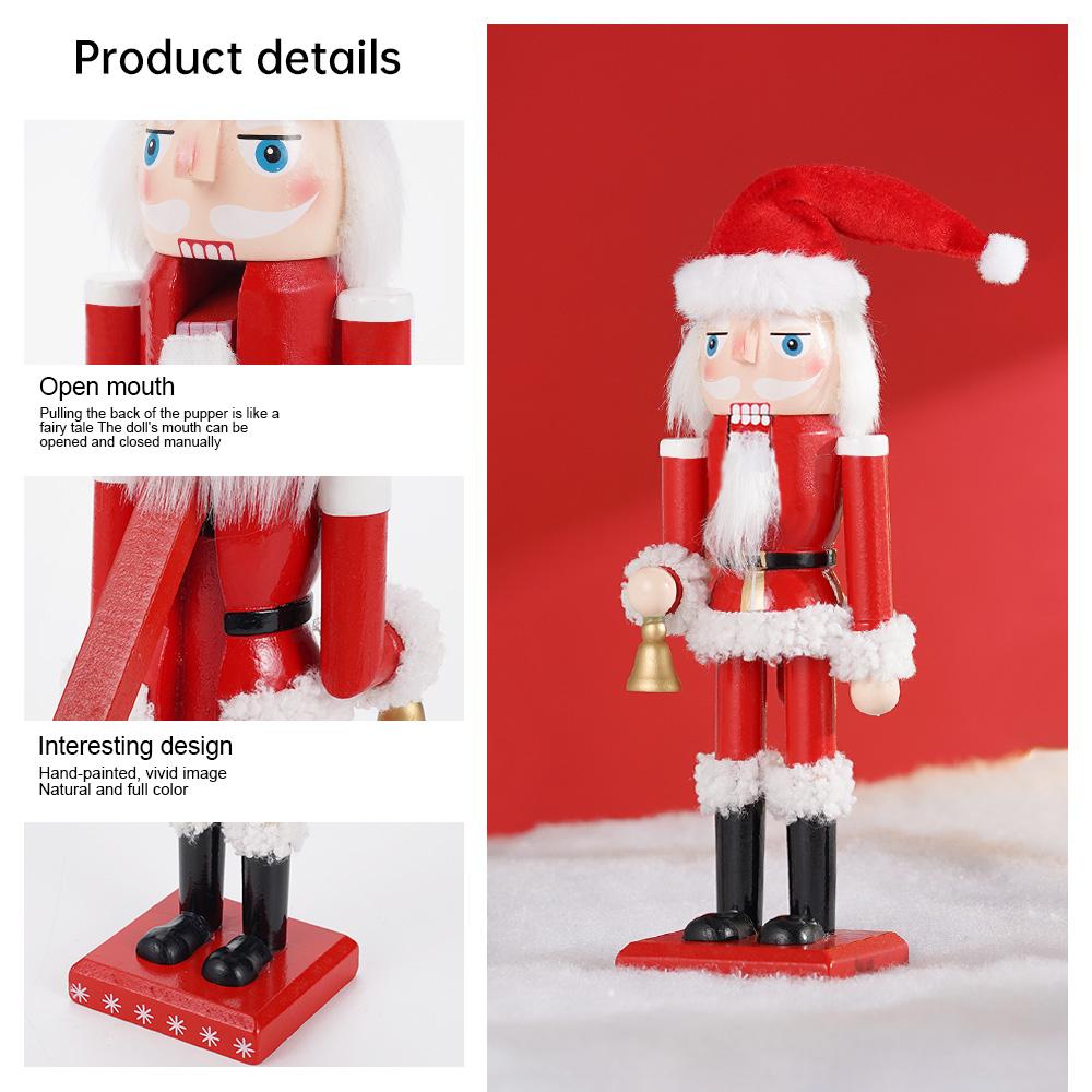25CM Christmas Nutcracker Puppet Gingerbread Man Wooden Handmade Nutcracker Soldier Doll Toy Ornament Christmas Home Decoration