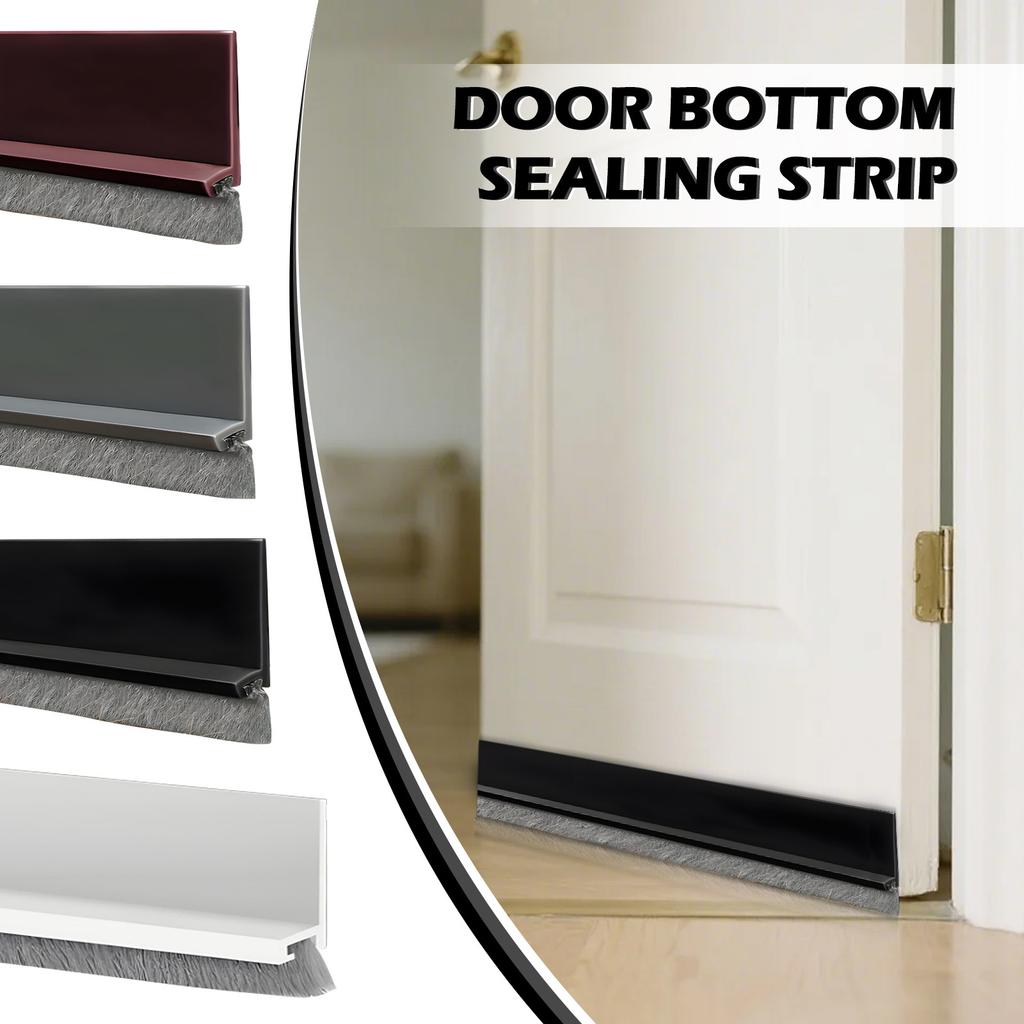 Door Bottom Seal Strip with Brush Weatherstripping for Draft Prevention Noise Reduction and Dust Protection Suitable for Various Door Types and Sizes