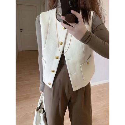 Französischer Anzugsweste Cardigan Herbststil für Damen Schichtlook mit Schlankmach-Effekt