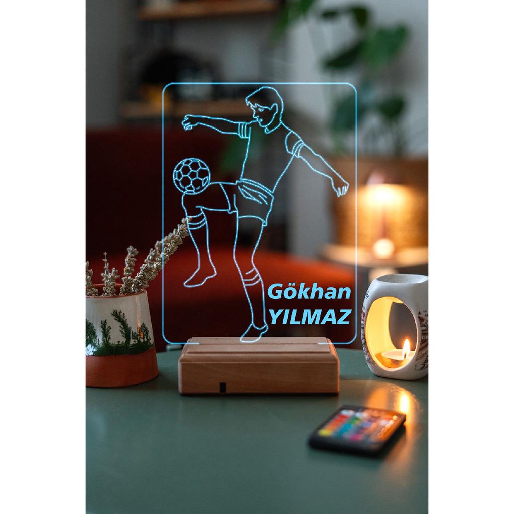 Cadeau personnalisé joueur de football faisant rebondir la lampe de bureau LED 3d balle