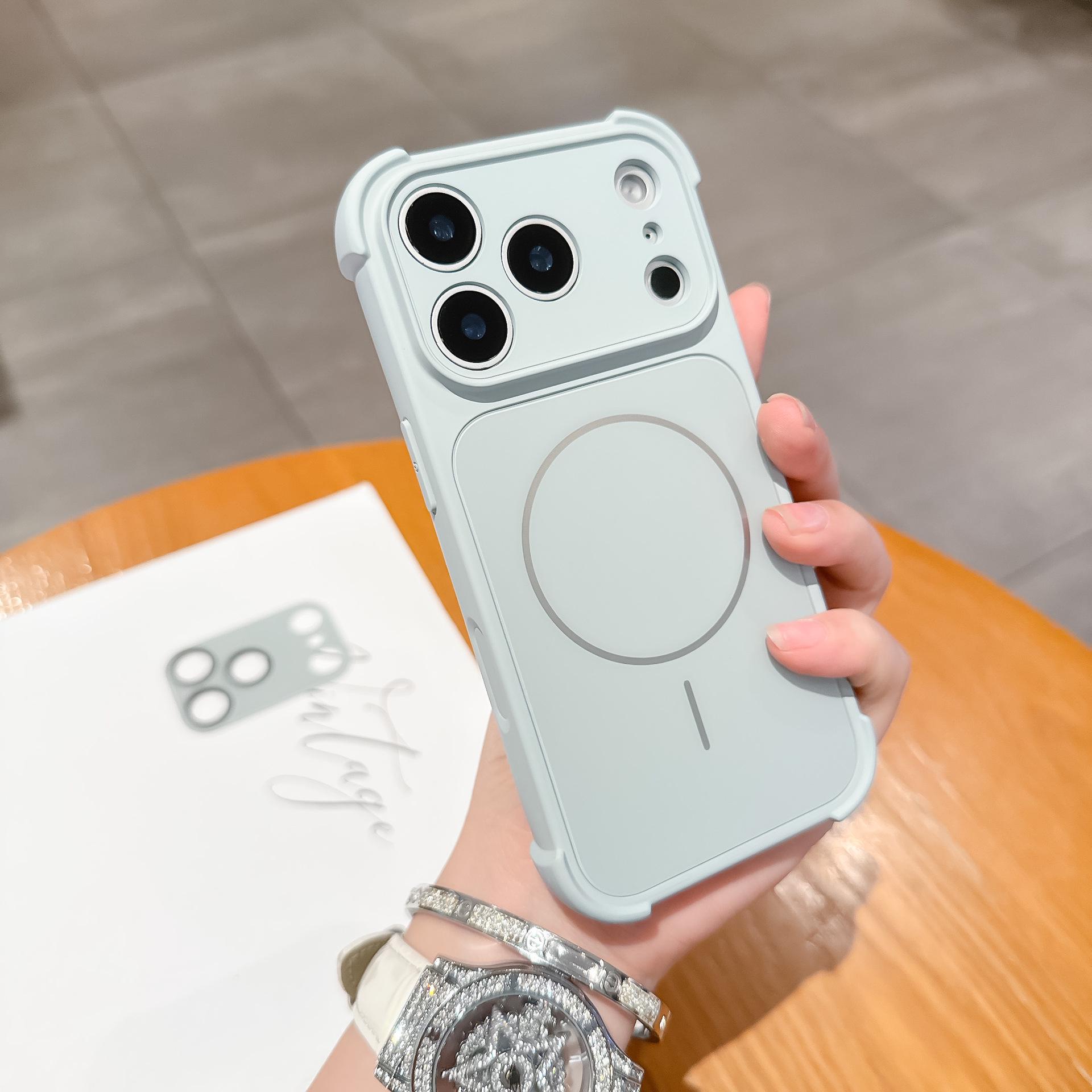 

Apple 17 Pro Max Magnetic Anti-drop Phone Case with Frosted iPhone 16 Lens Film and iPhone 15 Protection 13 Pro