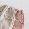 Girls' Fleece-Lined Korean Style Embroidered Joggers – Winter 2025 Children's Thick Sweatpants
