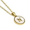 Collier Luxenter en nacre blanche finie en or jaune 18K - Alphabet N