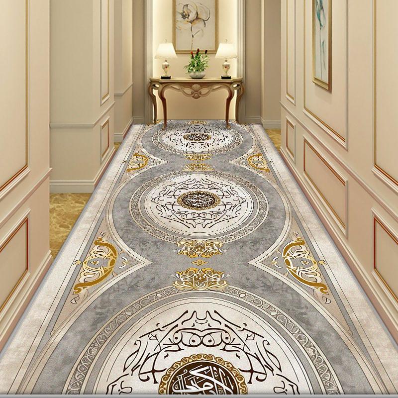 European Golden Long Corridor Carpet Luxury Decoration Home Stairs Runner Non-slip Rugs Villa Lobby Entryway Mat Customizable