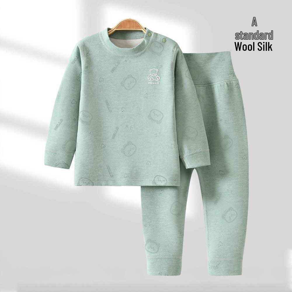 

Jingqi Детский шерстяной шелковый теплый комплект термобелья из двух предметов для осени/зимы 80cm (25 jin approx.)