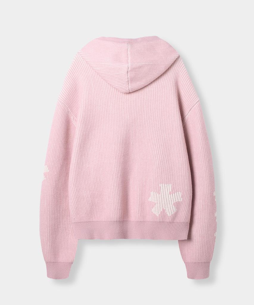 Yujen Eug Two-Tone Star Hoodie Knit_Pink