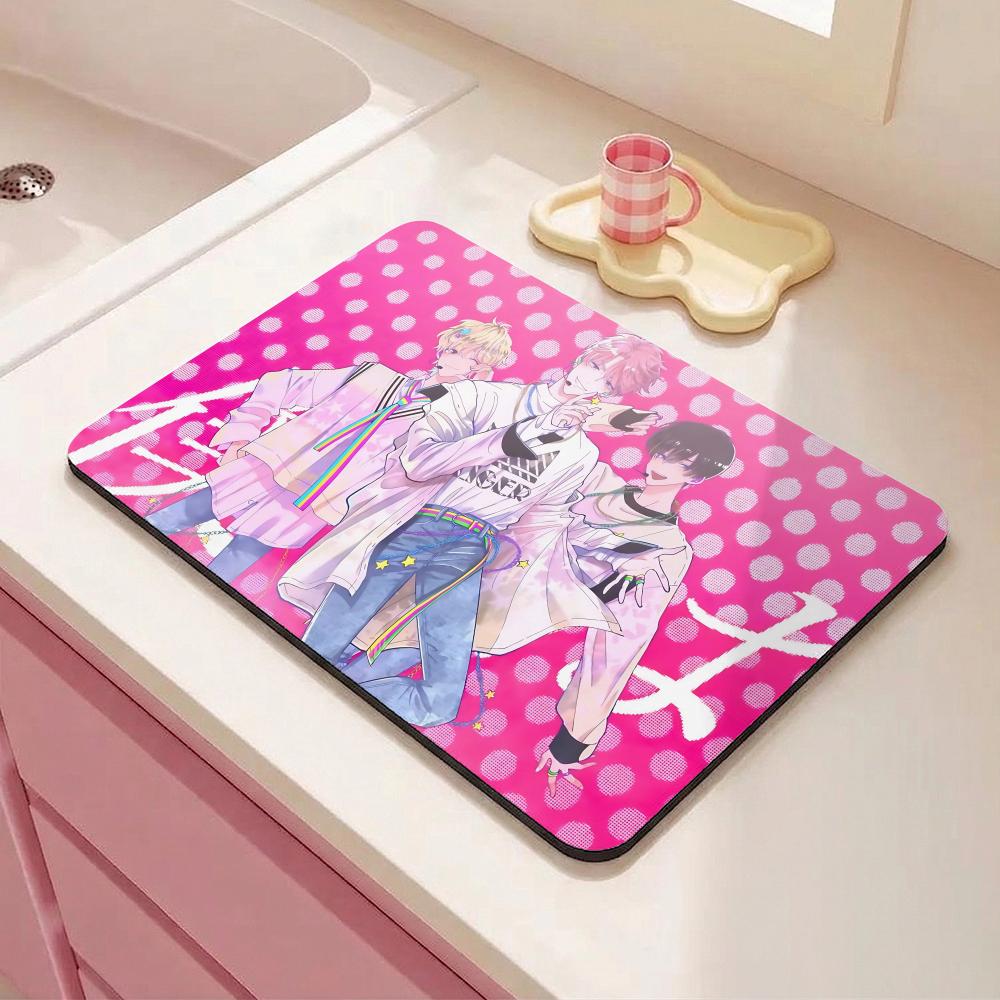 Anime T-Tamon s B-Side tamon-kun ima docchi Floor Mat Eco Diatomite Antibacterial Odor-Resistant Floor Mat for Kitchen&Bathroom 40cm x 60cm
