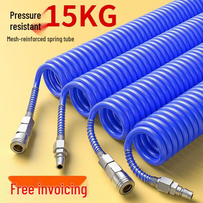 Retractable 8mm PU Spiral Air Hose with Quick Pneumatic Connector