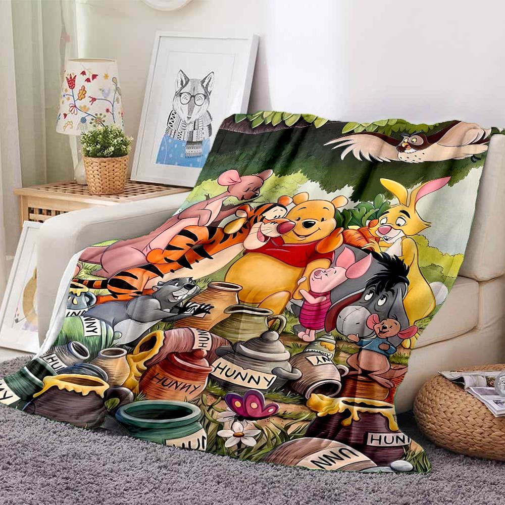 1Pc Winnie Pooh Friends Blanket Soft And Comfortable Casual Warm Camping Travel Christmas Halloween Xmas Gift M924210