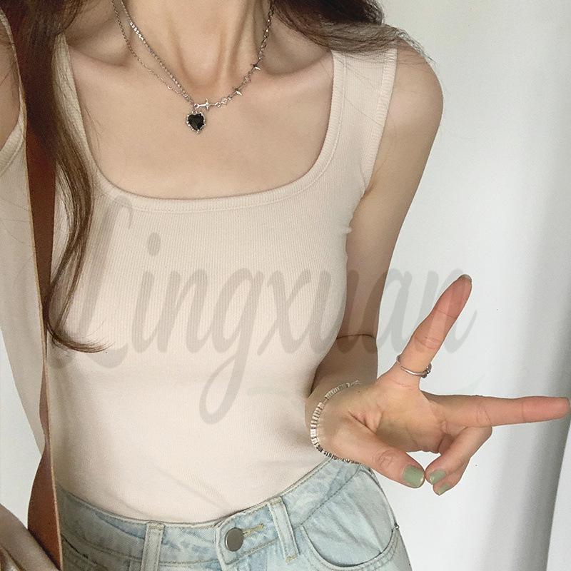Korean Style Sexy Ribbed Camisole: Women s Trendy Summer Sleeveless Tank Top M абрикосовый