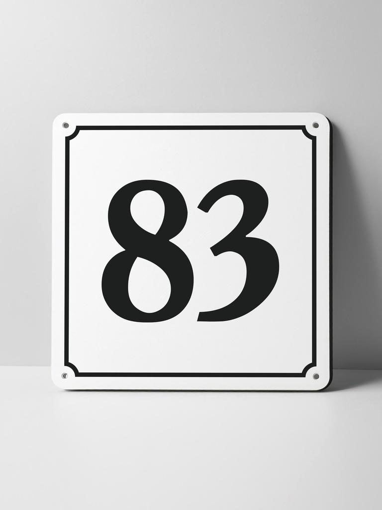 Metal Sign Black House Number On White Background Outdoor Wall Art Decor