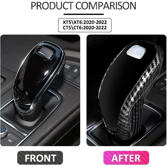 Carbon Fiber Gear Shift Knob Cover, Sport Style Trim Compatible with Cadillac XT4, XT5, XT6, CT5, CT6 2020 2021 2022 2023 2024