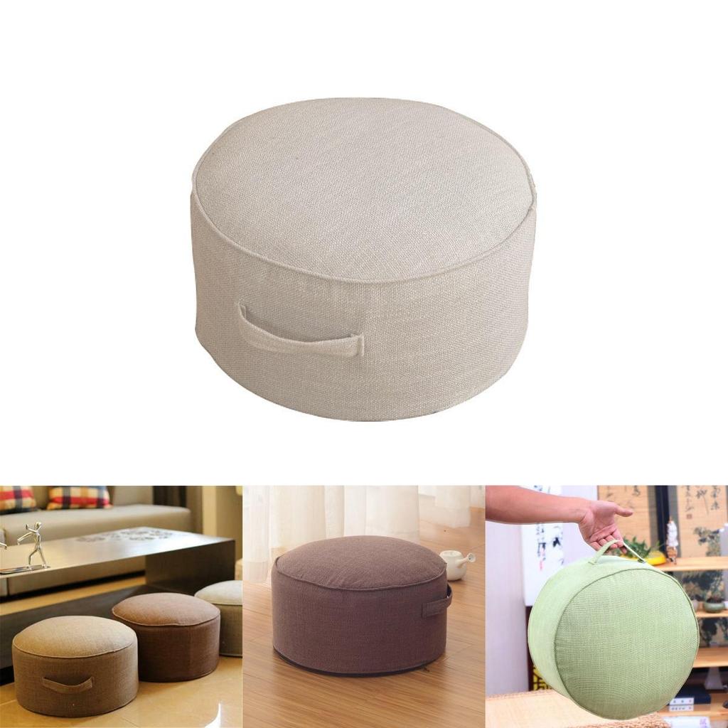Tatami Rundes Bodenkissen Sitz Bequemes Baumwollleinenkissen zur Entspannung