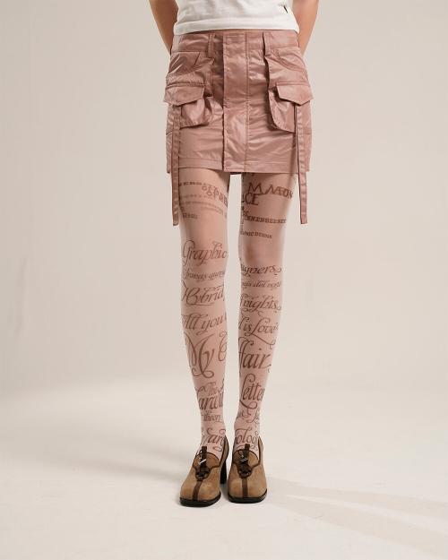 Tud Glossy Cargo Skirt Pink