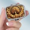 Tragbare Pillendose mit 2 Fächern, Mini-Metall-Medikamenten-Organizer-Etui, Niedlicher bedruckter Pillenbehälter für Vitamine, Pillen, Schmuck, Reisen, Tägliche Anwendung