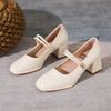 Fashion Work Mary Jane Shoes Women's Gentle Wind Light Mouth Medium High Heel Professional Single Shoes Women