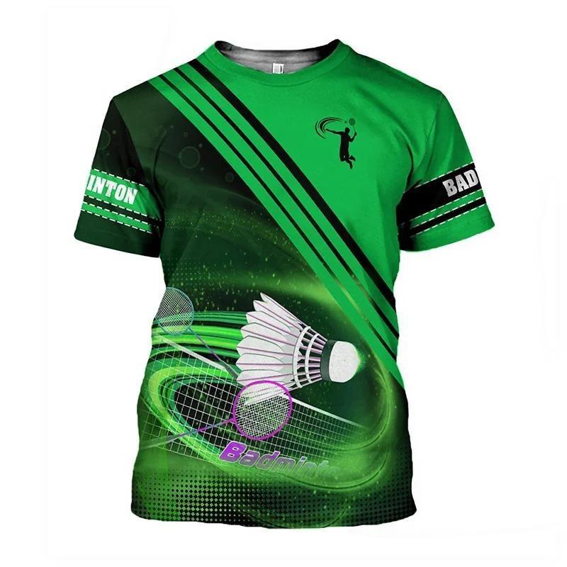 Men's 3D Digital Print Indoor Outdoor Sports Badminton T-Shirt Fashion Sports T-Shirt Street Style Top