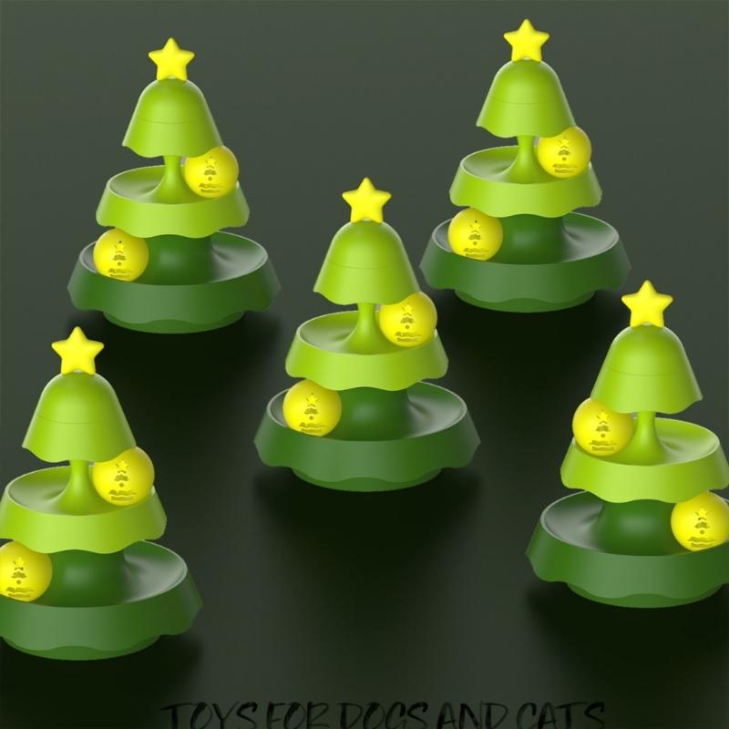 Christmas Tree Shape Cats Track Toy Interactive Toy Intelligence Training Amusements Plate Tower Cats Scratching Toy