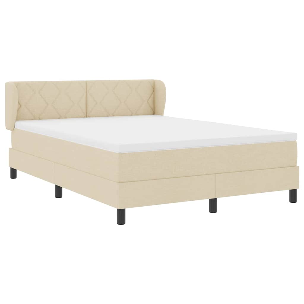 Box Spring Bed with Headboard Cream 160 x 200 cm Fabric
