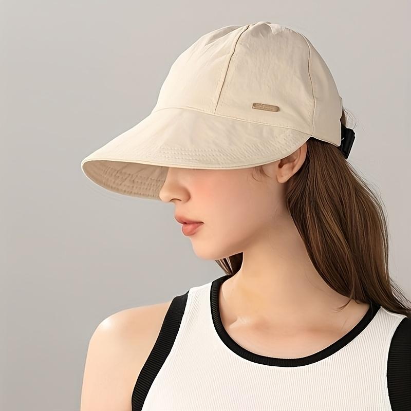 Cappello da Sole da Donna a Tesa Larga Pieghevole Berretto da Baseball per Coda di Cavallo Cappello a Secchiello da Pescatore da Spiaggia per Esterno