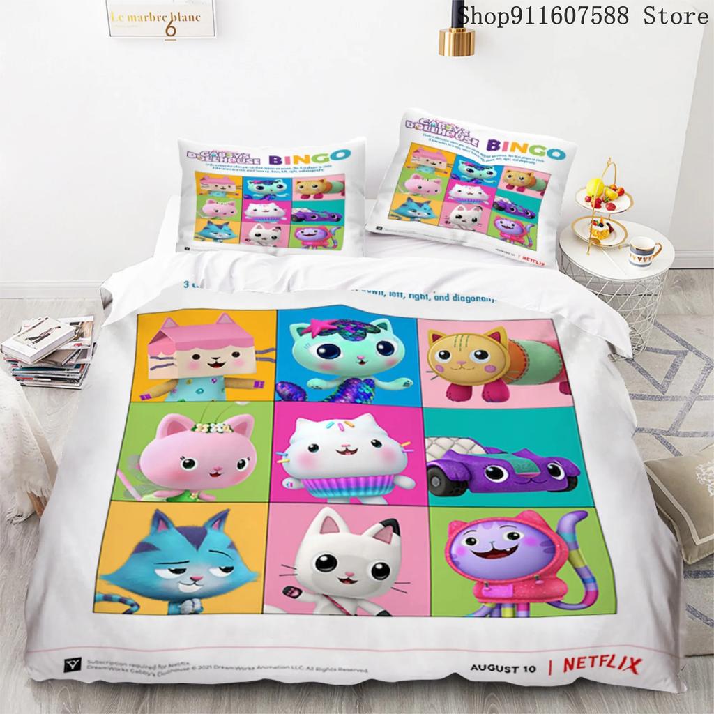 Comforter Gabby'S Dollhouse Kawaii Bedding Set For Bedroom Soft Modern S Comefortable Kids And