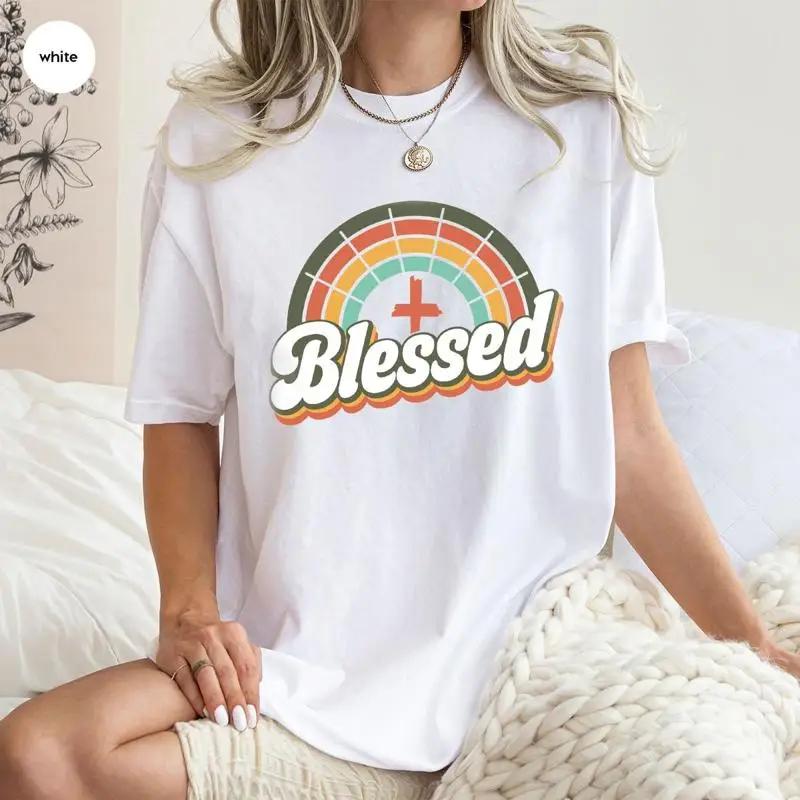 Christian T Shirt Jesus Religious Faith Rainbow For Spiritual