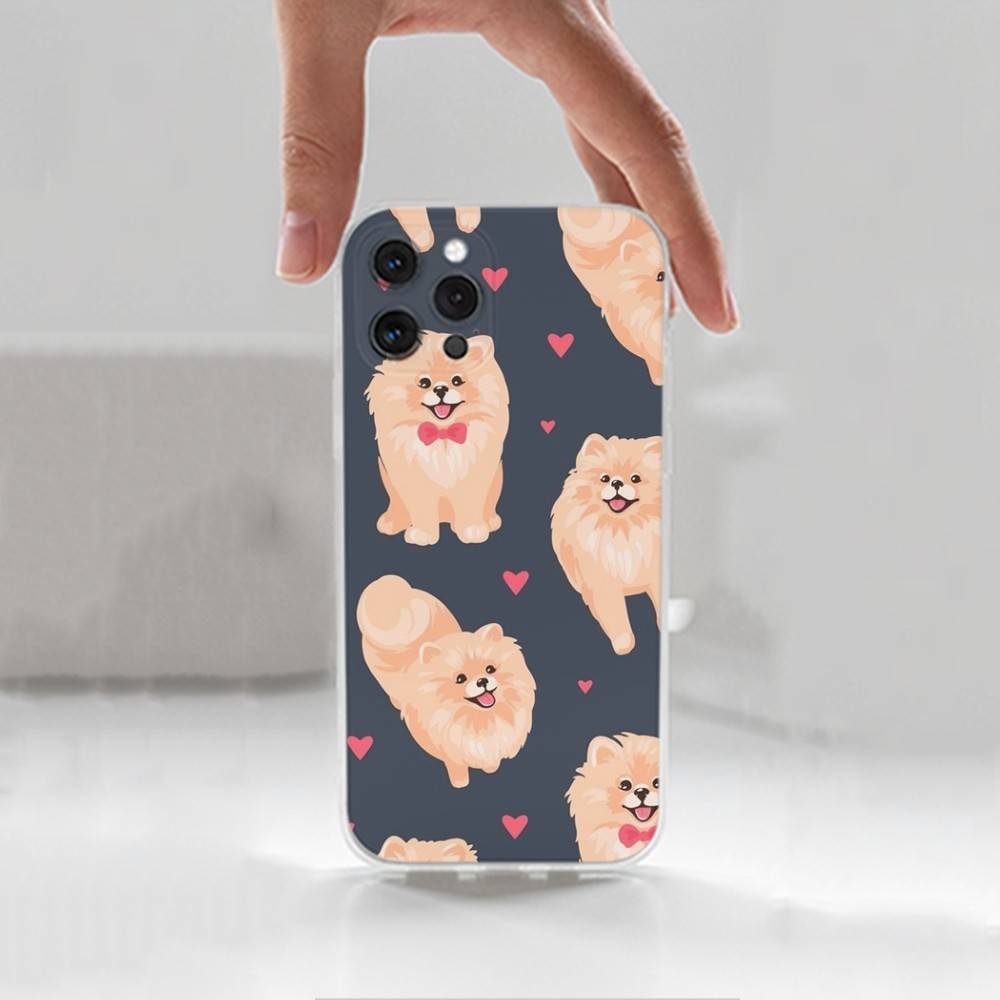 Cute P-Pomeranian Dogs Case For iPhone 17,11,12,13,16,14,15,Pro,Max,Plus,X,XS,XR,SE,Mini Transparent Soft Silicone