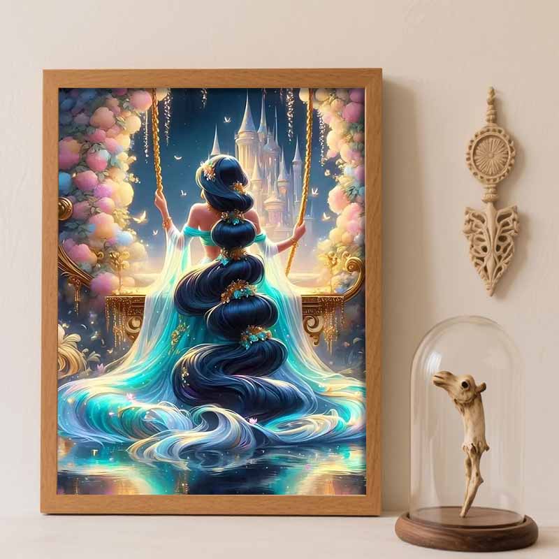 Disney diamond painting 5D round diamond full of diamonds diy handmade stickers, princess castle fantasy dreamy home decoration paintings Round 20x30cm