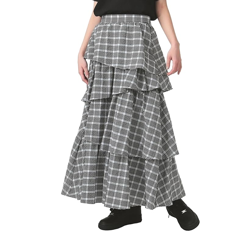 

[Ray Beams] skirt Soccer check tiered SK ladies BLACK 1