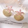 Elegant Ocean Style Titanium Steel Starfish Shell Stud Earrings