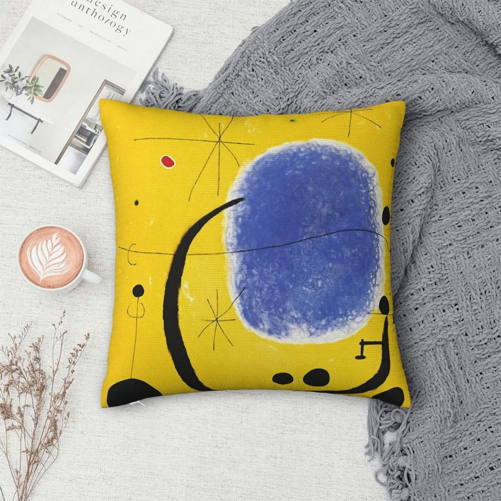 Federa Cuscino Quadrata Joan Miro 40 Poliestere Lino Velluto Fantasia Zip Decorazione Copricuscino Divano