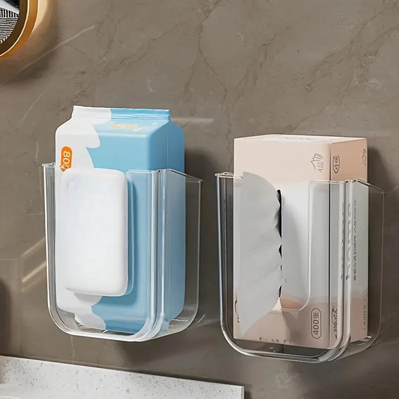 Bathroom Non Perforated Wall Mounted Wet Tissue Storage Box with Large Opening and Strong Load-bearing Capacity