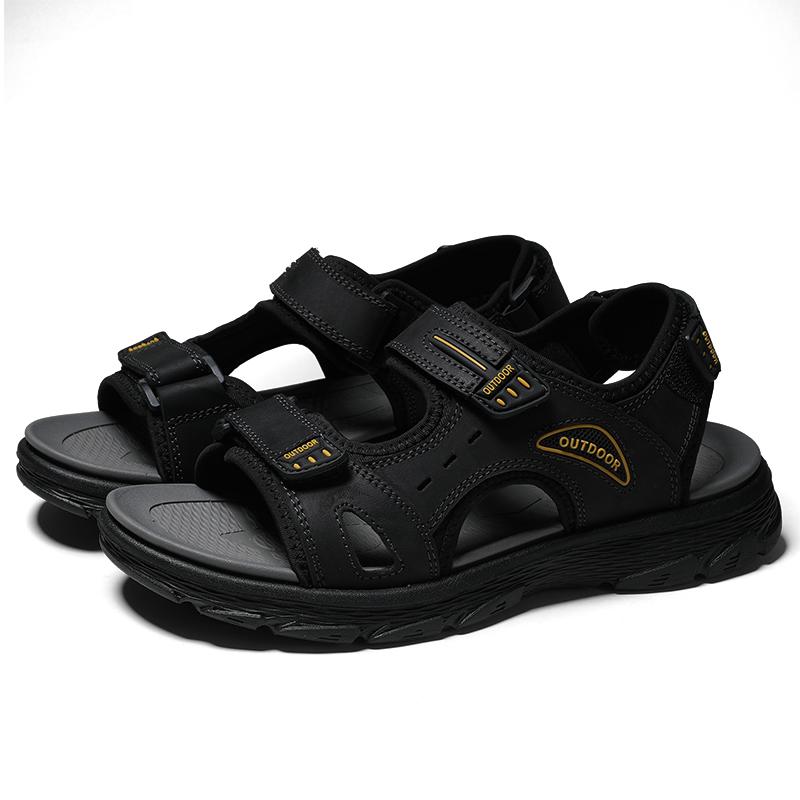

38-46 летние мужские повседневные сандалии из кожи с закрытым носком, большие размеры, дышащие повседневные кроссовки, сандалии для мужчин, мужские сандалии 38 чёрный