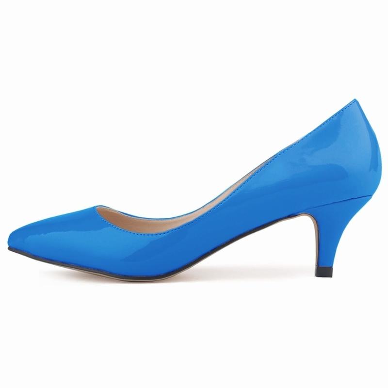 Classic Sexy Pointed Low Med Kitten Heels Women Pumps Shoes Spring Brand Design Wedding Dress