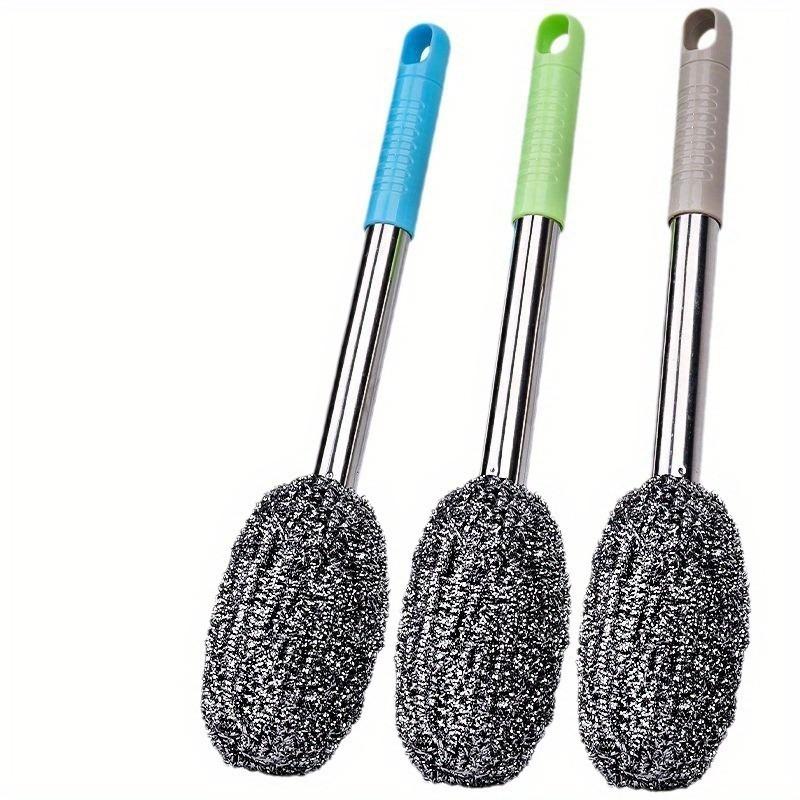 Stainless Steel Brush with Extended Handle - Durable, Non-Toxic| Essential for Thorough Cleaning of Toilets and Kitchens | Ergonomic Grip