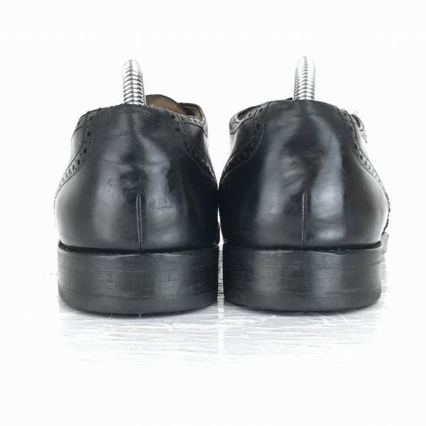 Made In Italy Vintage Goodyear Welt Full Brogue Decorative Nail Sole Wingtip Dress Shoes Size 27.0-27.5cm Black(USED)