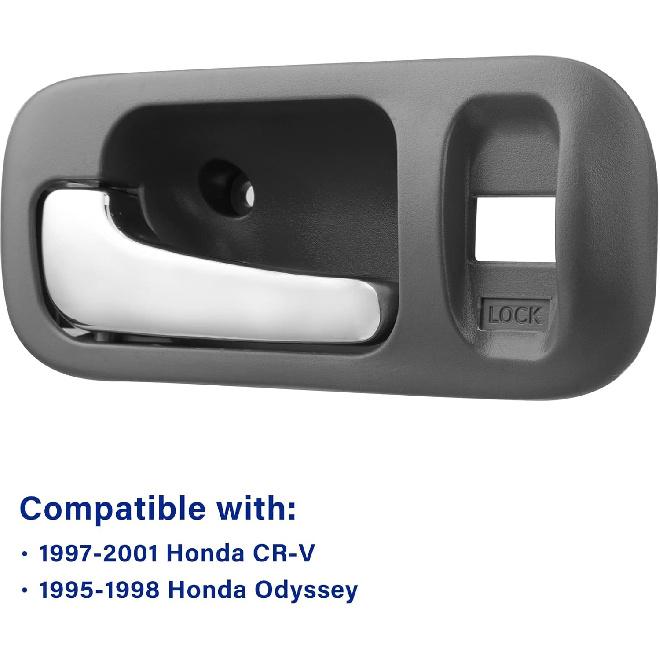 82216 Front Driver Side Interior Door Handle For Honda CR-V 1997 1998 1999 2000 2001,Replaces 72164-S10-A11ZA, Gray Housing With Chrome Lever