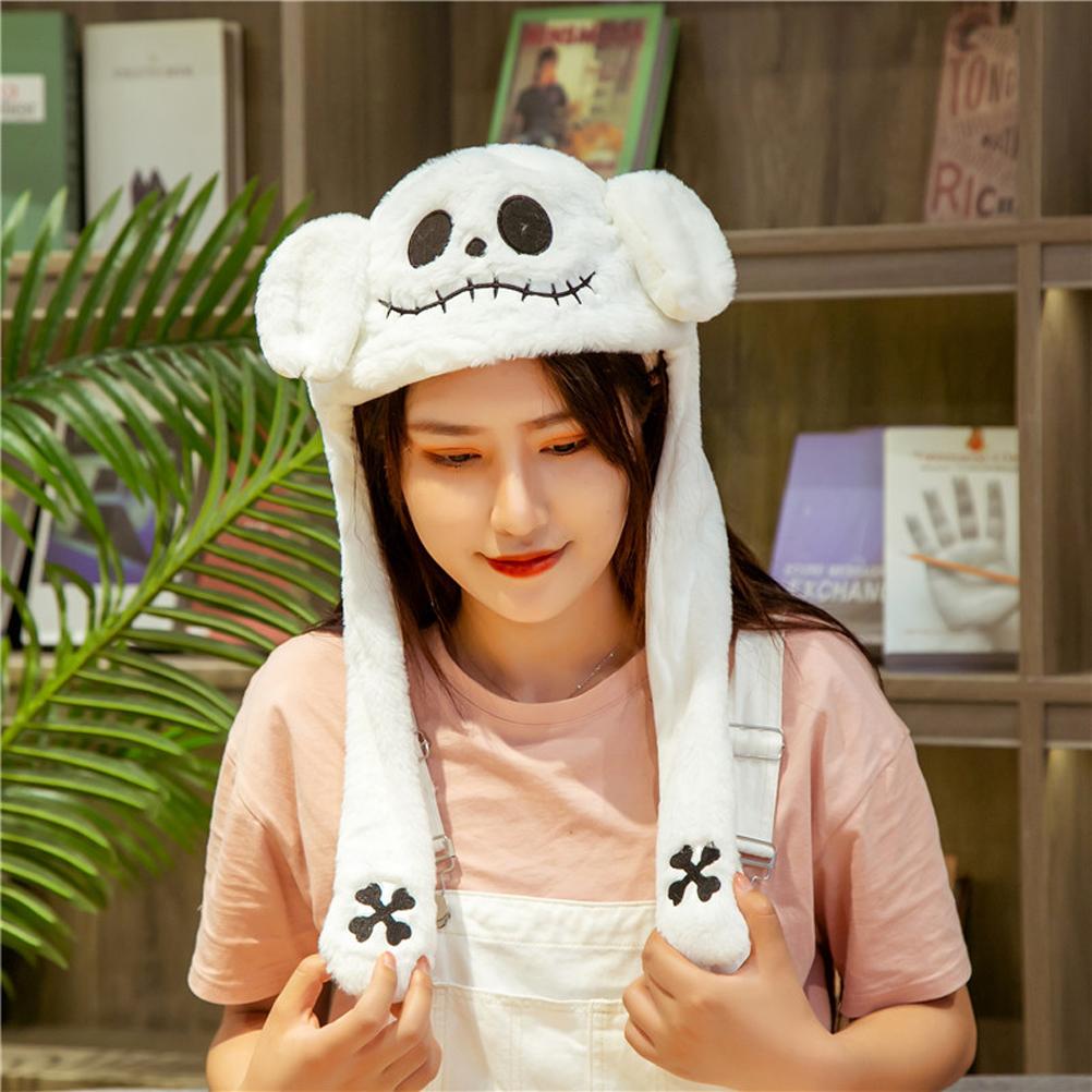 Lustige Plüschmütze mit Ohrenklappen, bewegliche Ohren, Hut für Halloween-Party, Cosplay-Kostüm