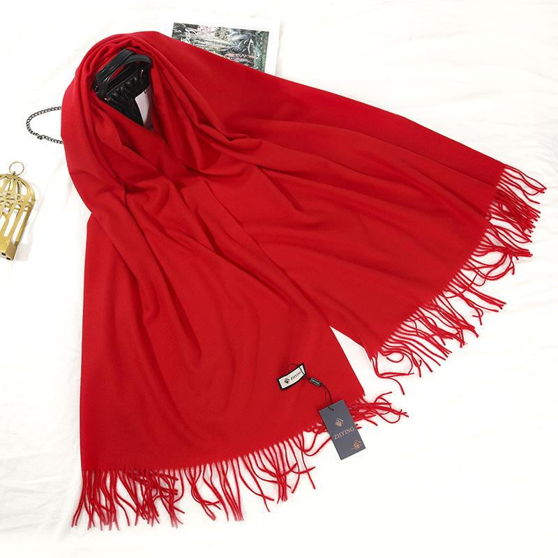 Imitation Cashmere Scarf for Women Autumn and Winter Warm Men's Wool Cashmere Scarf Winter Solid Color Korean Style Couple's Large Scarf