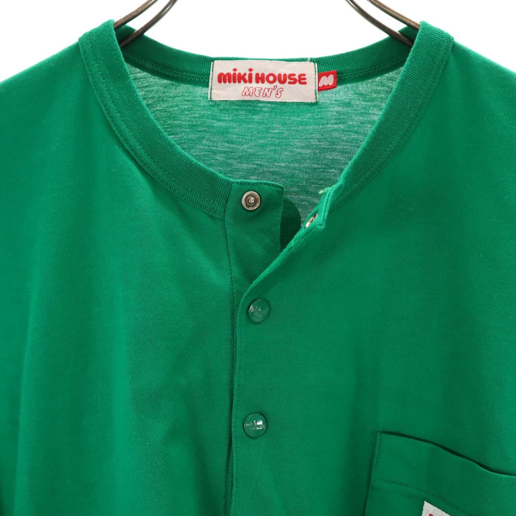 MIKIHOUSE Rückseitiges Logo Kurzarm Henry-Kragen T-Shirt M grün Herren Gebraucht