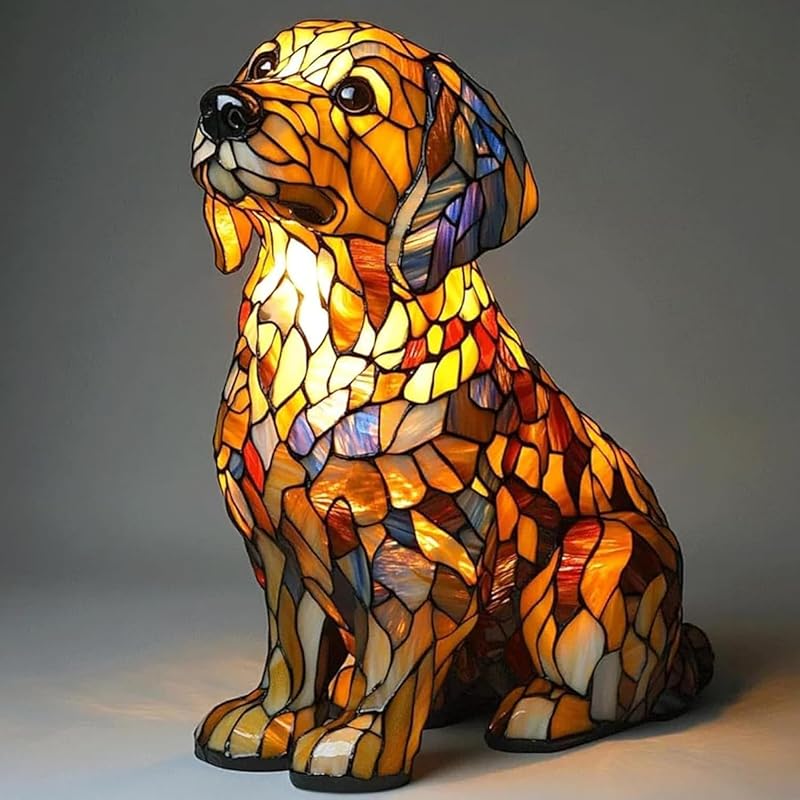 Cat Lamp, Resin Cat Lamp Stained Glass, Retro Cats Tabletop Night Light, Animal Table Lamps Series, Small 3D Cute Pet LED Table Lamps, Gift for Cats