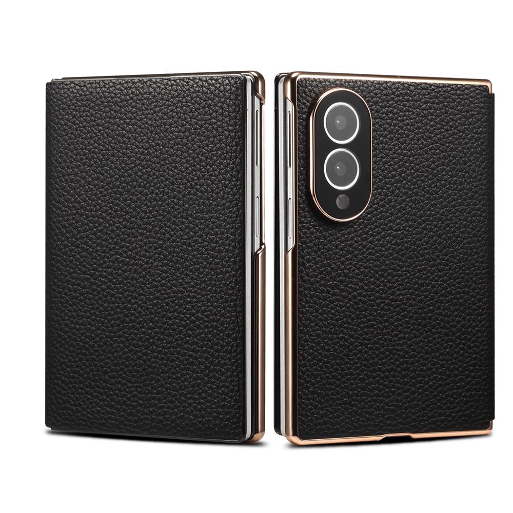 Luxury Genuine Premium Cow Leather Magnetic Wallet Case for Samsung Galaxy Z Fold 8 Wide Fold 8 Ultra Cover Plating Bumper Funda