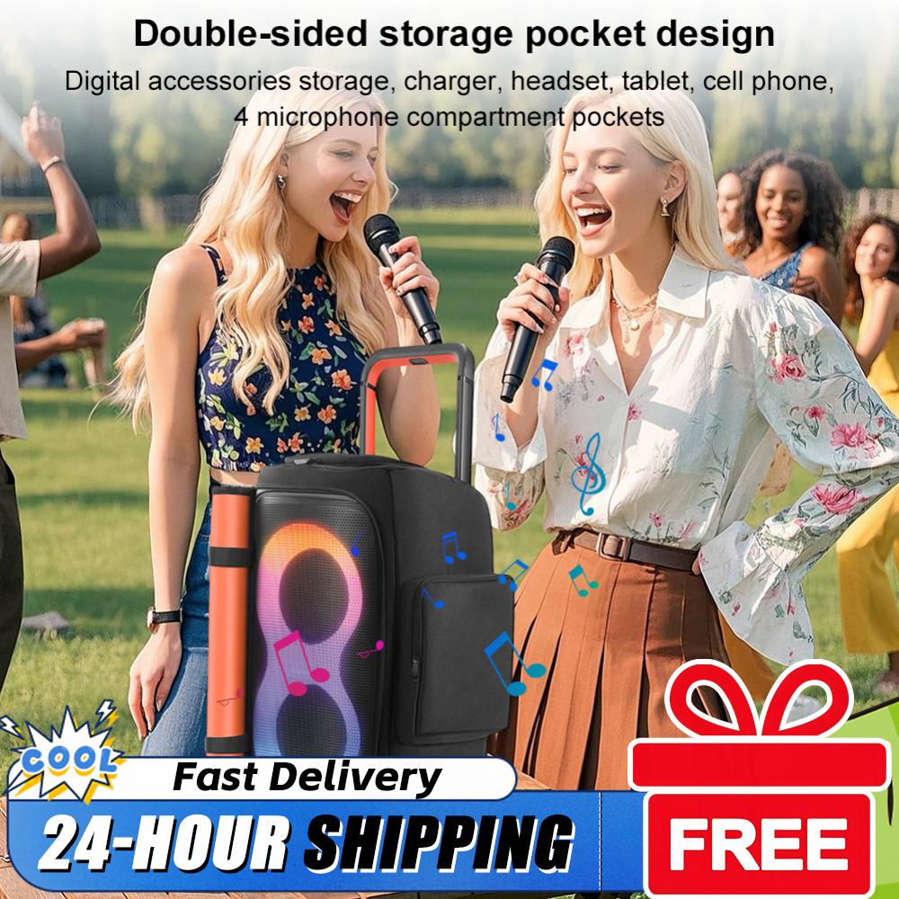 Portable Speaker Carrying Case with Mic Pocket for JBL PARTYBOX 520 Party Speaker Storage Bag Waterproof Travel Protective Cover