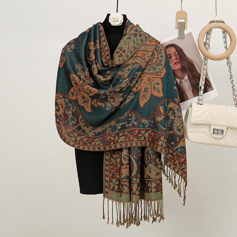 Luksusmerke Høst Kasjmir Pashmina Sjal Dame Wrap Varm Vinter Skjerf Design Trykk Dame Foulard Hijab Stoler Skjerf