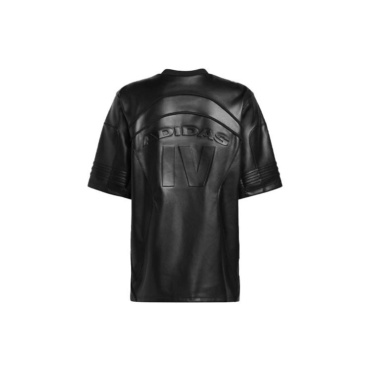 Adidas Originals X Ivy Park Co-Branded FW23 Embossed Leather Short-Sleeve Soccer Jersey Unisex Tops Black IT0260