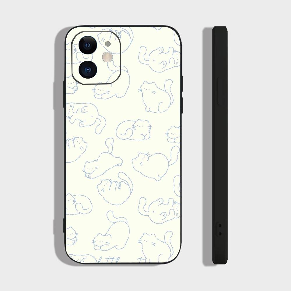 Cute Pattern For IPhone 17 Air 16 15 14 13 12 11 Pro Black Soft Cover Phone Case