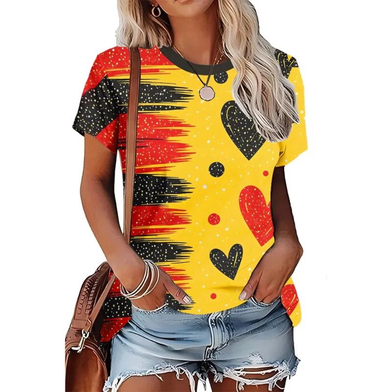 T-shirt da Donna Estiva con Stampa 3D Girocollo Moda Versatile Traspirante Tendenza Casual